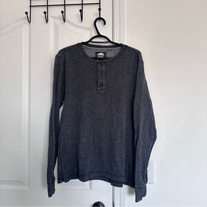 Roots Men’s Heather Gray Long-Sleeve Henley Shirt